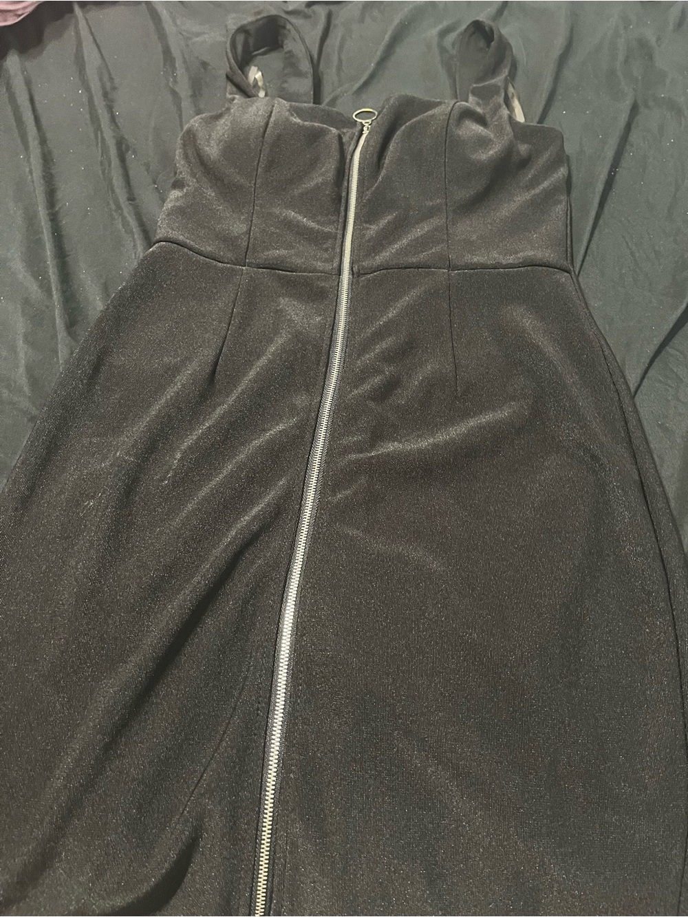 Trixxi Black Pencil Dress with Front Silver Zipper
